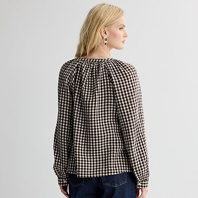 Women's Sonoma Goods For Life Puff Sleeve Tie Neck Top