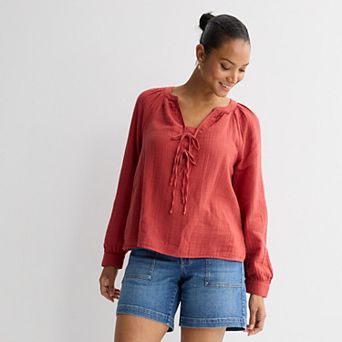 Women's Sonoma Goods For Life Puff Sleeve Tie Neck Top