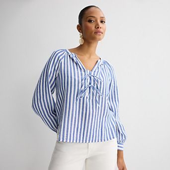 Women's Sonoma Goods For Life Puff Sleeve Tie Neck Top