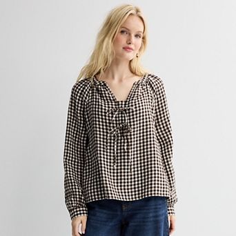 Women's Sonoma Goods For Life Puff Sleeve Tie Neck Top