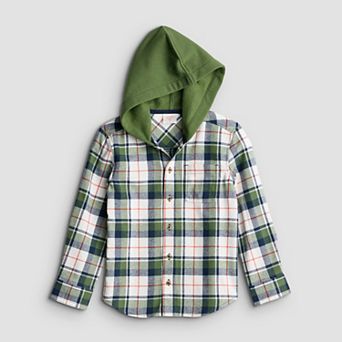 Boys 4-12 Jumping Beans® Hooded Flannel Button-Down Shirt