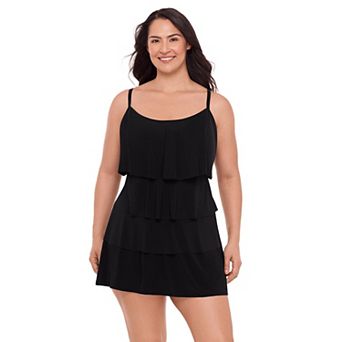 Plus Size Bal Harbour Triple Tier Tankini Swim Top