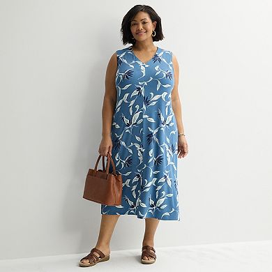Women's Plus Croft & Barrow® V-Neck Knit Midi Dress