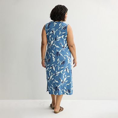 Women's Plus Croft & Barrow® V-Neck Knit Midi Dress