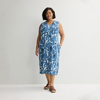 Women's Plus Croft & Barrow® V-Neck Knit Midi Dress