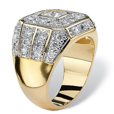 PalmBeach Jewelry Men's 2.33 TCW Square-Cut Cubic Zirconia Octagon Grid Ring