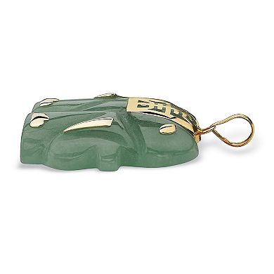 PalmBeach Jewelry Genuine Green Jade 14k Gold Good Fortune Elephant Pendant