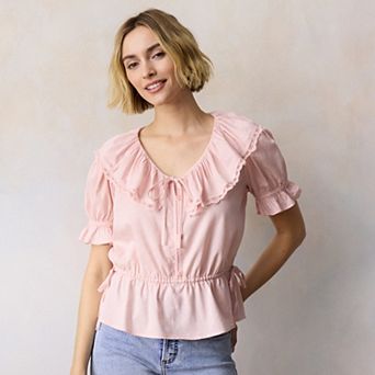 Women's LC Lauren Conrad Lace Trim Collar Top