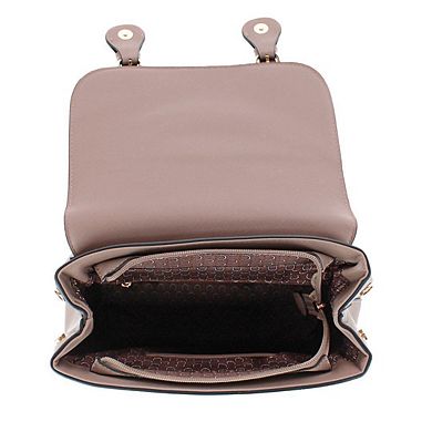 CTM Women's Synthetic Leather Backpack with Buckle Flap