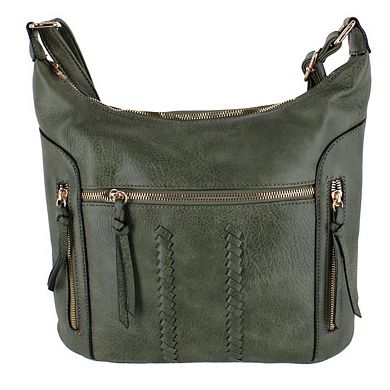 Alyssa Women's Synthetic Leather Adjustable Crossbody with Zipper Detail