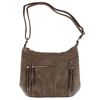 Alyssa Women's Synthetic Leather Adjustable Crossbody with Zipper Detail