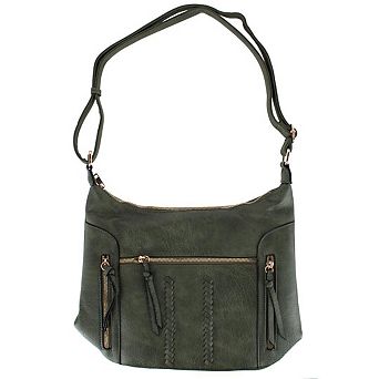 Alyssa Women's Synthetic Leather Adjustable Crossbody with Zipper Detail