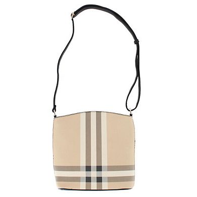 CTM Women's Plaid Adjustable Crossbody with Zipper Detail