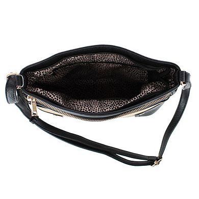 CTM Women's Plaid Adjustable Crossbody with Zipper Detail