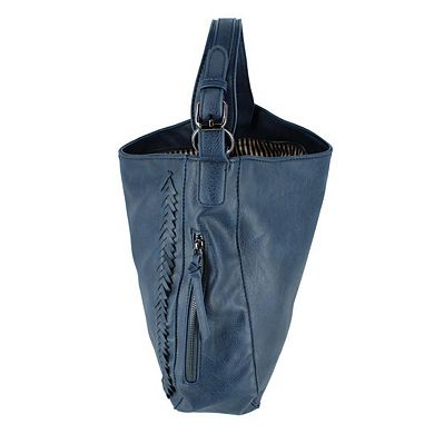 CTM Women's Synthetic Leather Adjustable Slouch Shoulder Handbag