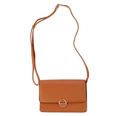 CTM Women's Synthetic Leather Adjustable Crossbody with Flap Closure