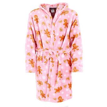 5 More Minutes Girl's Gingerbread Snowflake Plush Robe
