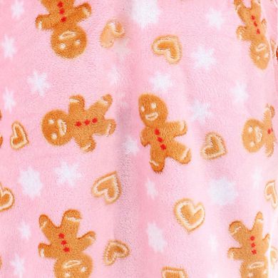 5 More Minutes Girl's Gingerbread Snowflake Plush Robe