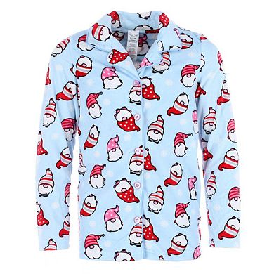Rene Rofe Girl's Holiday Gnome Velour Pajama Set