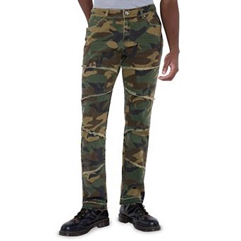 Men's Printed Pieced Fringed Slim Fit Jeans