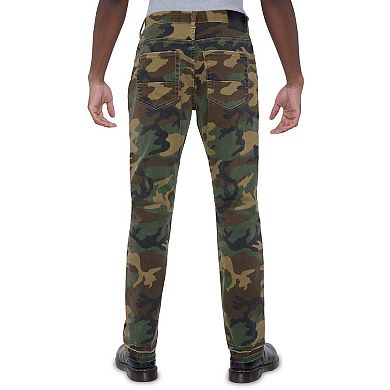 Men's Printed Pieced Fringed Slim Fit Jeans