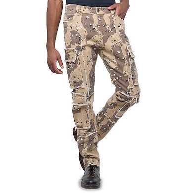 Men's Printed Cargo Pocket Slim Fit Jeans