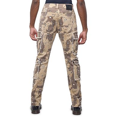 Men's Printed Cargo Pocket Slim Fit Jeans