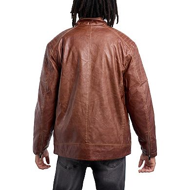 Men's Faux Leather Moto Bomber Jacket
