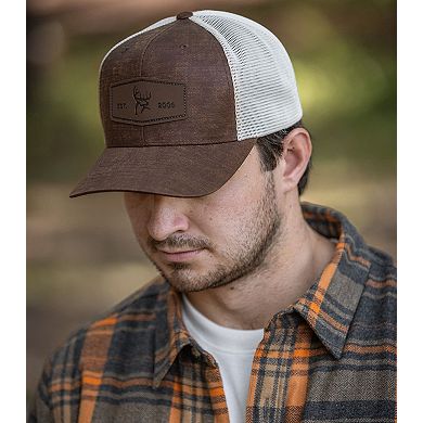 Men's Legendary Whitetails Buck Commander Waxed Cotton Leather Patch Hat