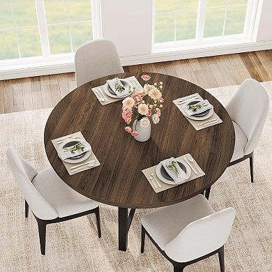 47" Round Dining Table with Metal Frame, Seats 4 for Kitchen & Apartment