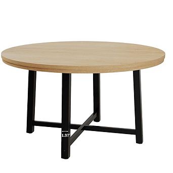 47" Round Dining Table with Metal Frame, Seats 4 for Kitchen & Apartment