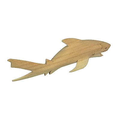 12" Hand Carved Great White Shark Wooden Sculpture Nautical Ocean Decor