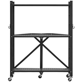 Compact Foldable Mobile Storage Shelf with Wheels and Heavy-Duty Support