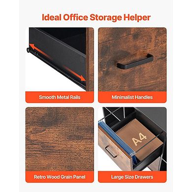 Mobile Office Storage Cabinet with Desktop Space and Lockable Casters - Black