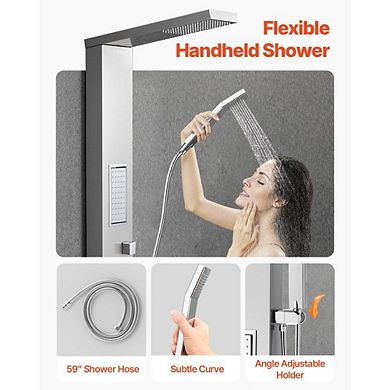Wall-Mounted 3-in-1 Shower Panel with Independent Controls and Handheld Shower