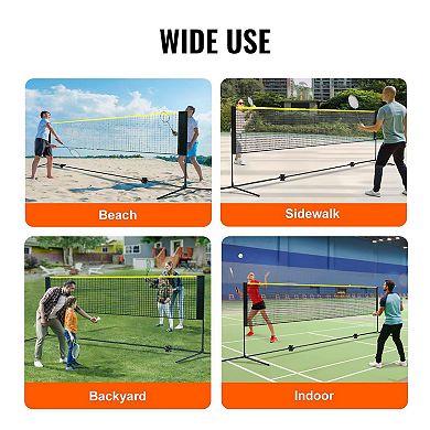 Adjustable 17 ft Badminton Net Set with Ground Stakes and Carry Bag