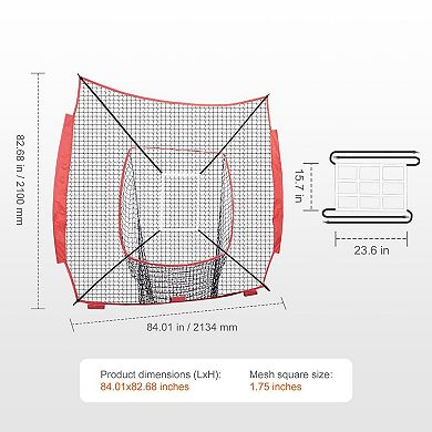 7x7 Baseball Softball Pitching Net with Reduced Center Zone and Training Targets