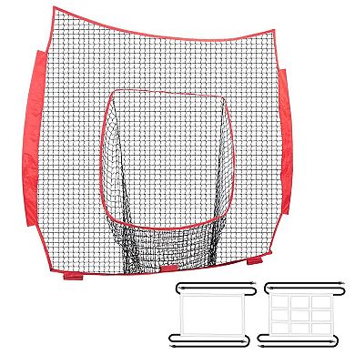 7x7 Baseball Softball Pitching Net with Reduced Center Zone and Training Targets