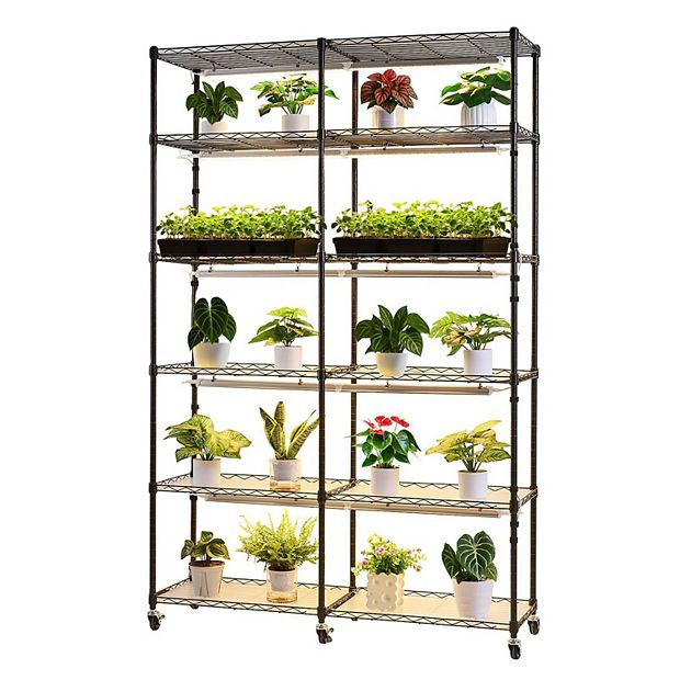 Large Indoor Plant Rack with Full-Spectrum Grow Lights and Adjustable  Shelves
