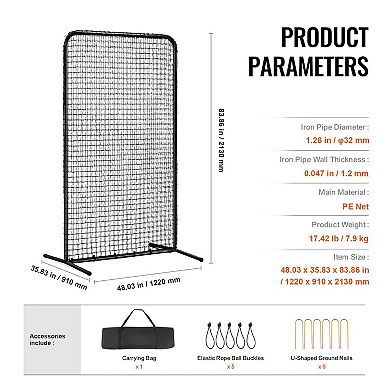 Baseball Softball Pitching Screen 7×4 ft with Quick Setup and Carry Bag