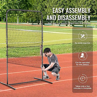 Baseball Softball Pitching Screen 7×4 ft with Quick Setup and Carry Bag
