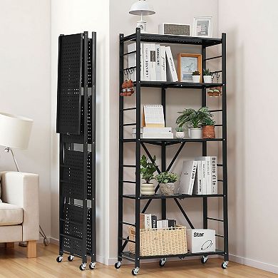 Mobile Steel Storage Rack with Tool-Free Setup and Multi-Layer Design