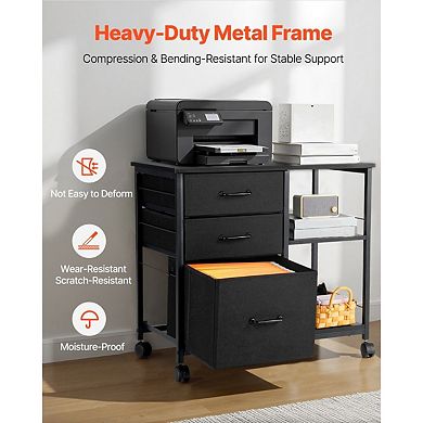 Office File Cabinet on Wheels with Locking Casters and Scratch-Resistant Surface