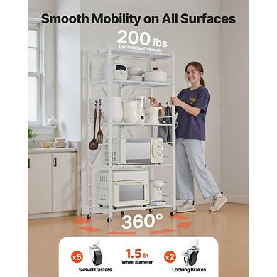 Heavy-Duty Portable Shelving Unit with Tool-Free Setup and Locking Wheels