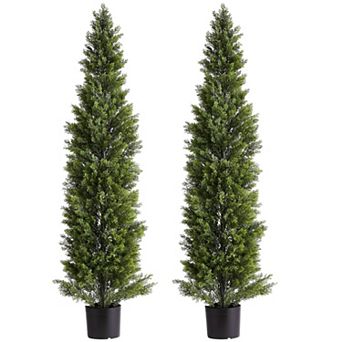 Artificial Cedar Topiary Trees for Doorways, Patios, and Indoor Rooms