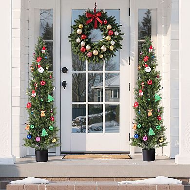 Artificial Cedar Topiary Trees for Doorways, Patios, and Indoor Rooms