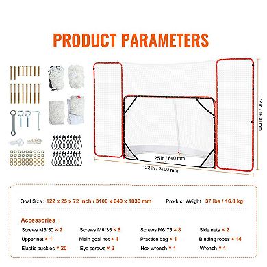 Street Hockey Goal with Steel Frame, Mesh Net, and Side Barrier Nets