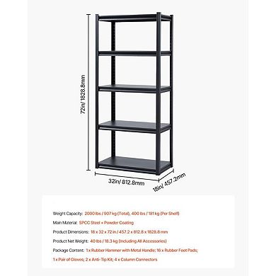 Metal Utility Shelving Unit with Quick-Lock Adjustable Shelves