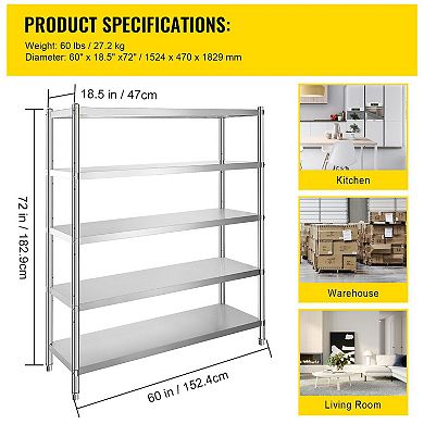 Stainless Steel Shelving Unit with Ventilated Shelves for Tools and Supplies