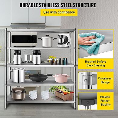 Stainless Steel Shelving Unit with Ventilated Shelves for Tools and Supplies